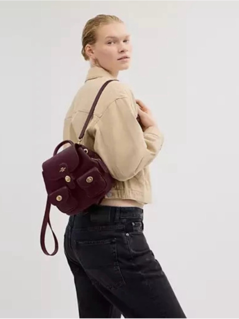 Coach Hadley Backpack Pebble Leather Gold Dark Wine - Picture 10 of 12